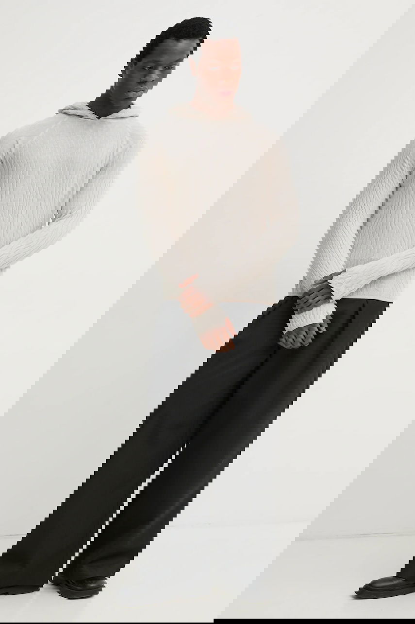 Суитчър HELIOT EMIL Lightweight Wavy Textured Wool Hoodie Бежово | SS25.M.07.070.ST18, 1