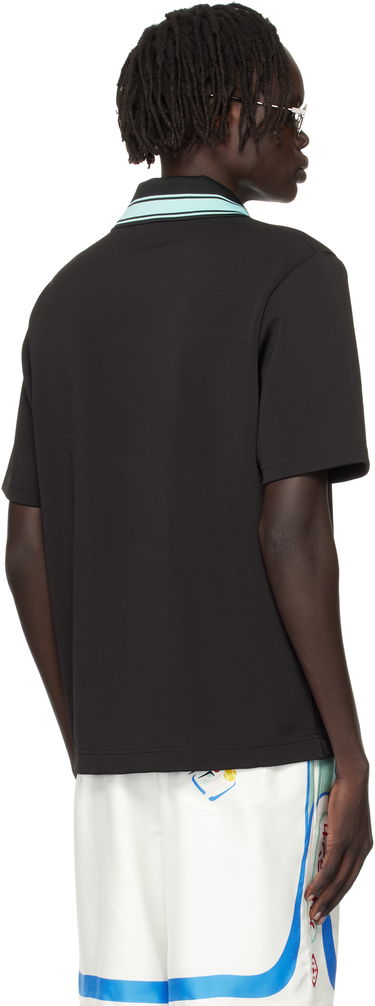 Поло тениска Casablanca Casablanca Double V-Neck Short Sleeve Polo Черно | MPF25-JTP-381-01, 2