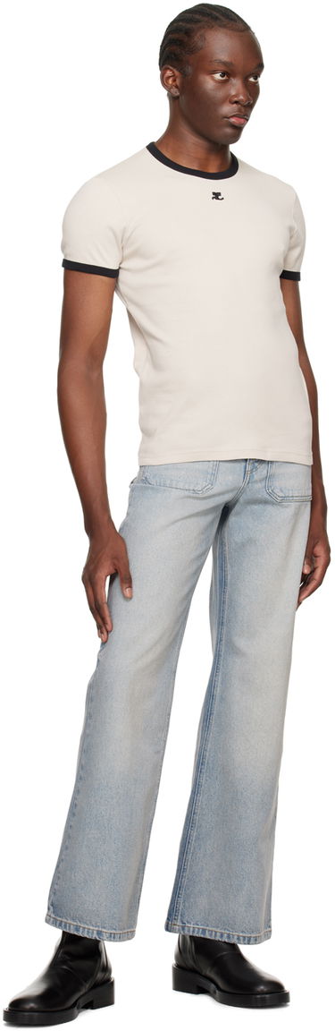 Тениска Courrèges Contrast Trim T-Shirt Бежово | 123JTS020JS0070, 3