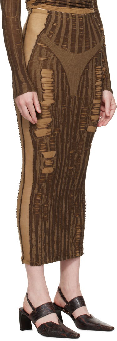 Пола Diesel Diesel M-Calina Distressed Midi Skirt Кафяво | A19220 0BJBI, 1