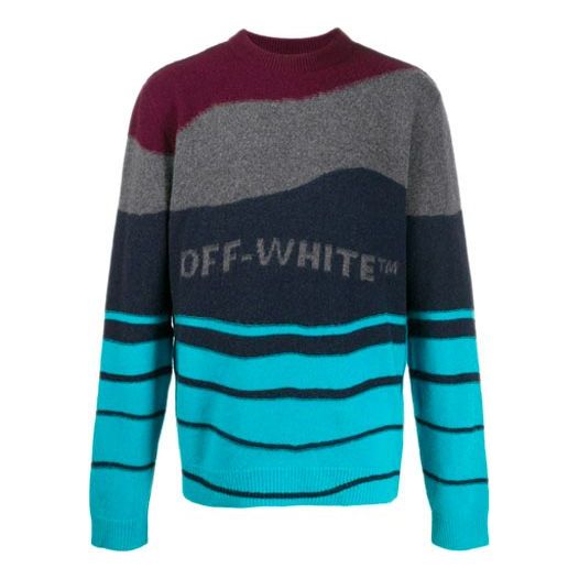 Пуловер Off-White Stripe Knit Colorblock Sweater Синьо | OMHE034R20E370252408, 0