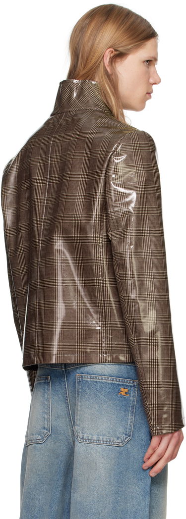 Яке Courrèges Courrèges Prince Of Wales Vinyl Biker Jacket Кафяво | 324CBL195VY0023, 2
