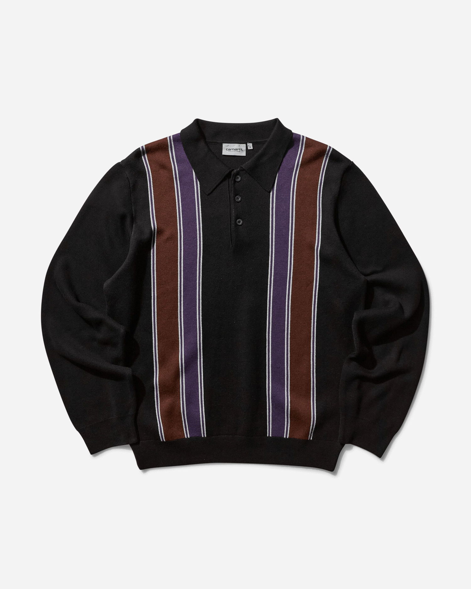 Пуловер Carhartt WIP Longsleeve Polo Sweater Stripe Черно | I034032 2KFXX, 0