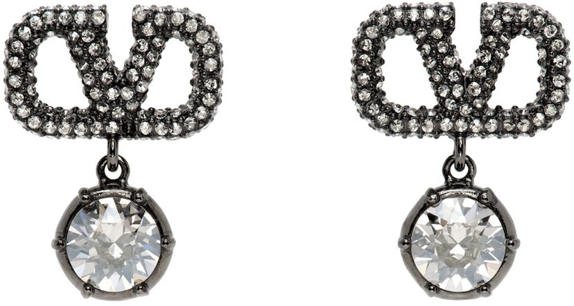 Обеци Valentino Crystal VLogo Drop Earrings Металик | 5W2J0X13YCW