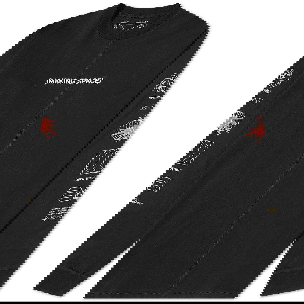 Тениска Space Available Long Sleeve Upcycled Making Space Tee Черно | SA-LS-UMS001-BLK, 0