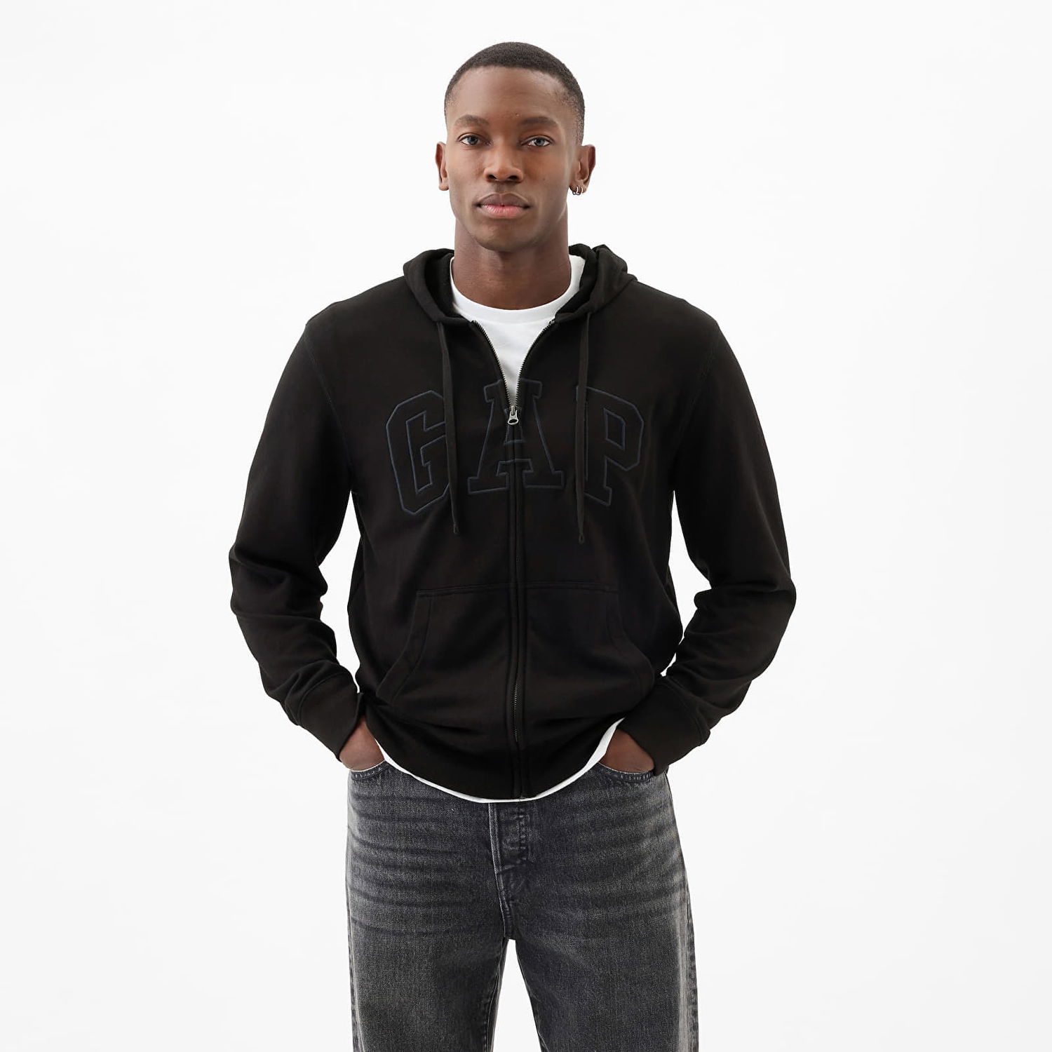 Суитчър GAP French Terry Fullzip Logo Hoodie True Black Черно | 868454-00, 0