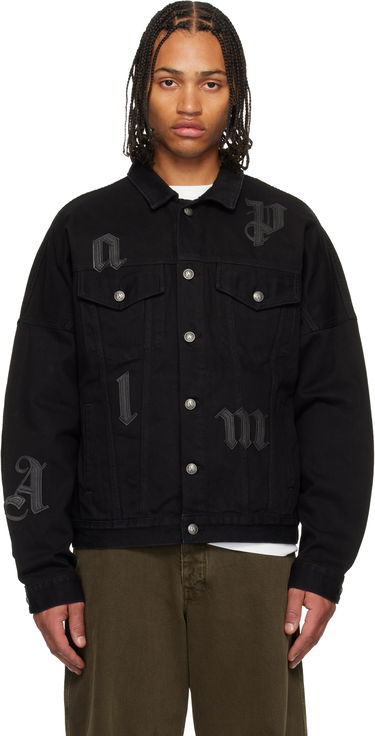 Яке Palm Angels Gothic Logo Denim Jacket Черно | PMYE006F25DEN0011010, 0