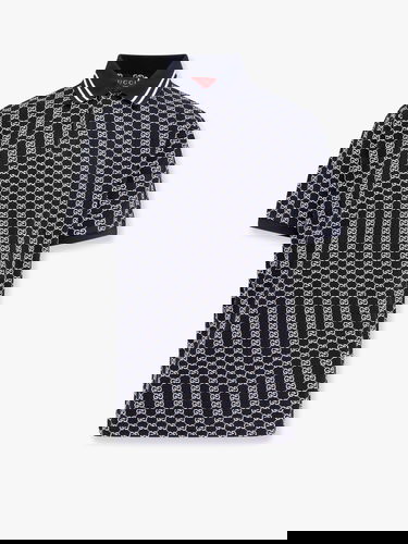 Поло тениска Gucci All-Over Patterned Polo Shirt Синьо | 788024XJG5N4137, 0