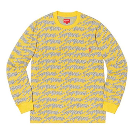 Пуловер Supreme Script Logo Long Sleeve Pocket T-Shirt Жълто | SUP-SS19-925