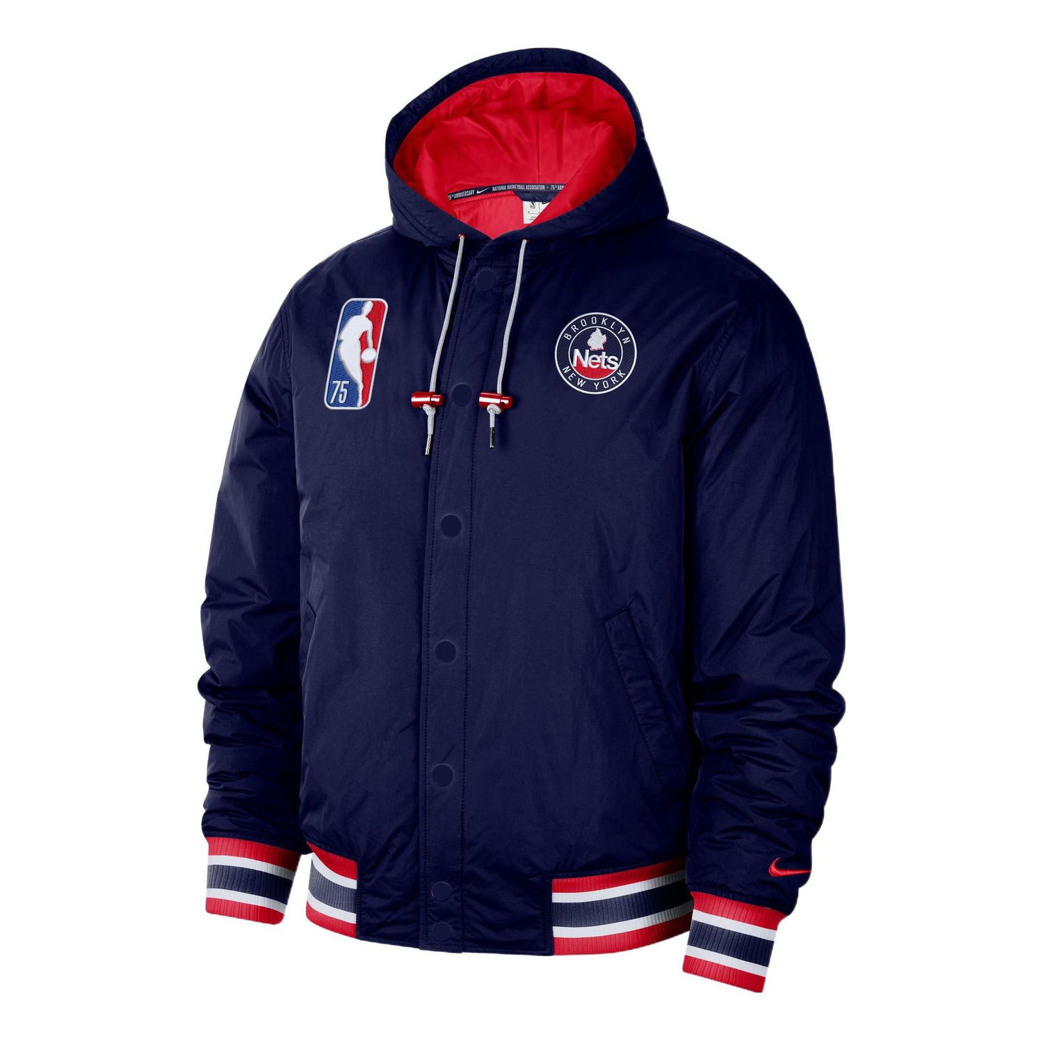 Яке бомбър Nike Brooklyn Nets NBA 75th Anniversary Hooded Jacket Тъмно синьо | DB1981-492, 0