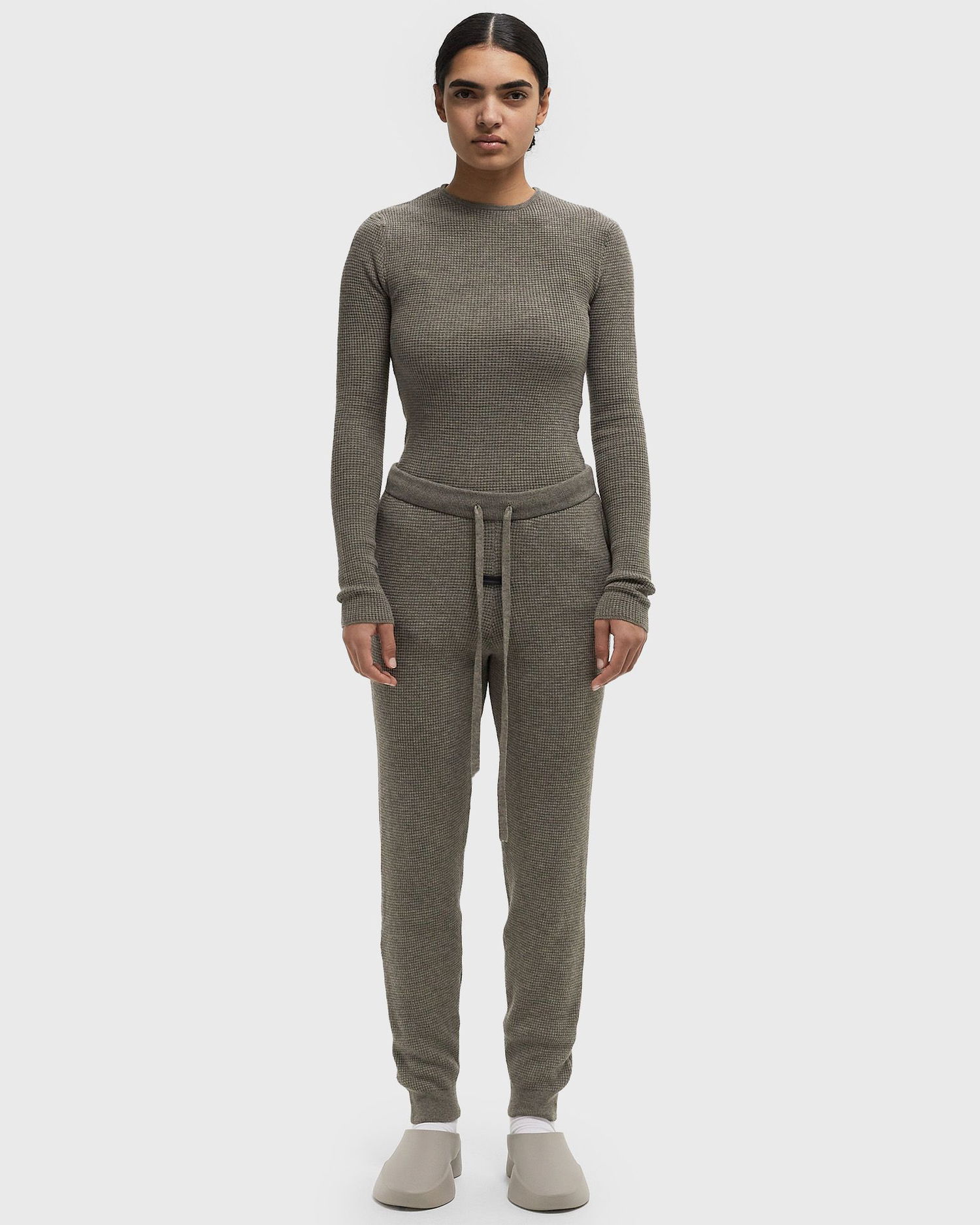 Пуловер Fear of God Essentials Waffle Fitted Long Sleeve Sweater Зелено | 192HO247241FW-367, 1
