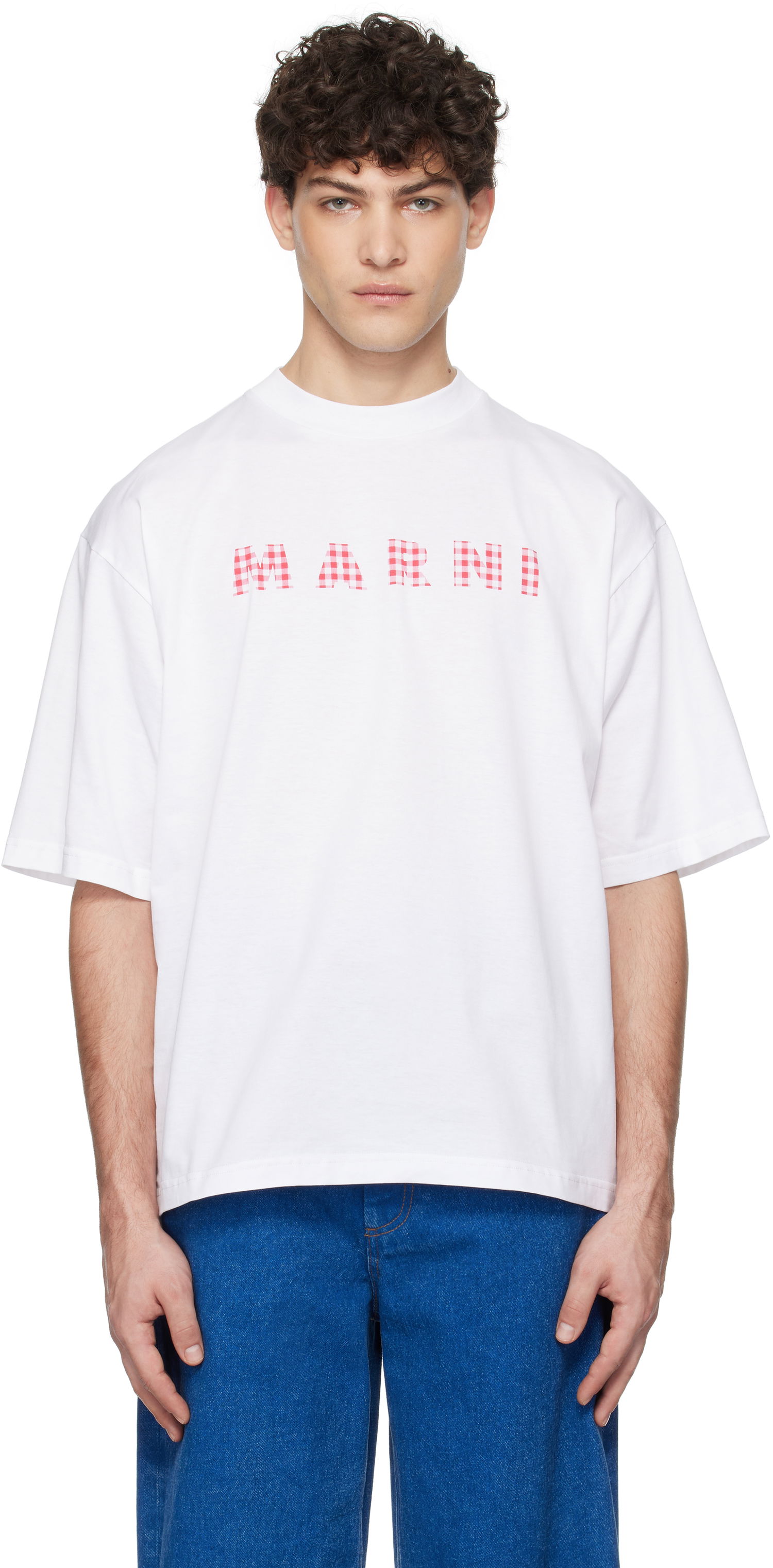 Тениска Marni Marni Checked Logo T-Shirt Бяло | HUMU0223GP USCX52, 0