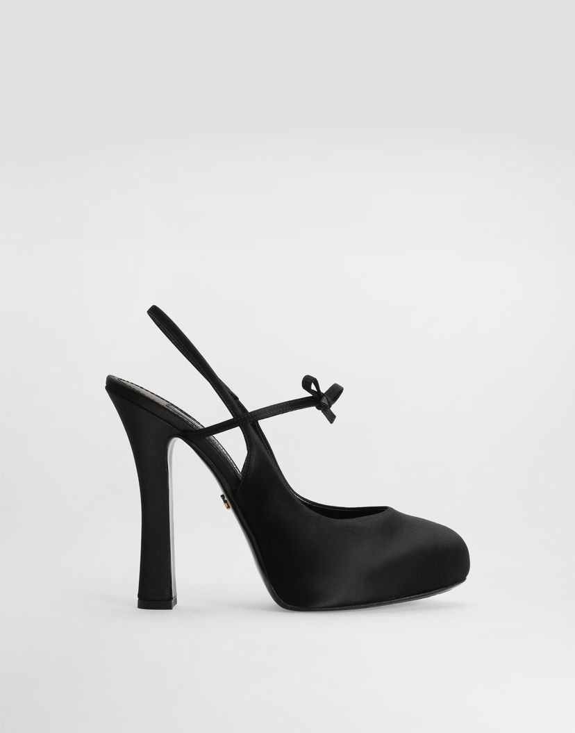 Аксесоари Dolce & Gabbana Dolce & Gabbana Satin Slingbacks with Bow Detail Черно | CG0930AE5478B956