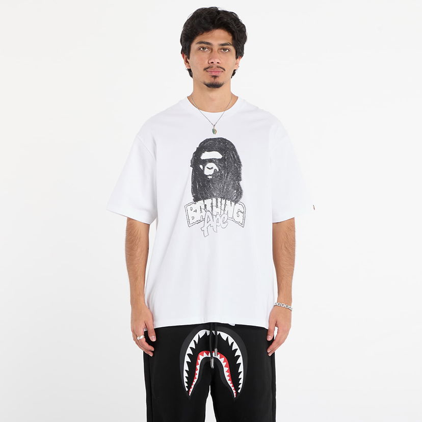 Тениска BAPE Hand Drawn Ape Head Relaxed Fit T-Shirt Бяло | 001TEL801333MWHT