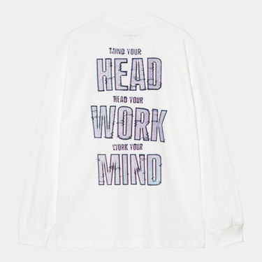 Тениска Carhartt WIP Long Sleeve Mind Your Head T-Shirt Бяло | I035999_7, 1