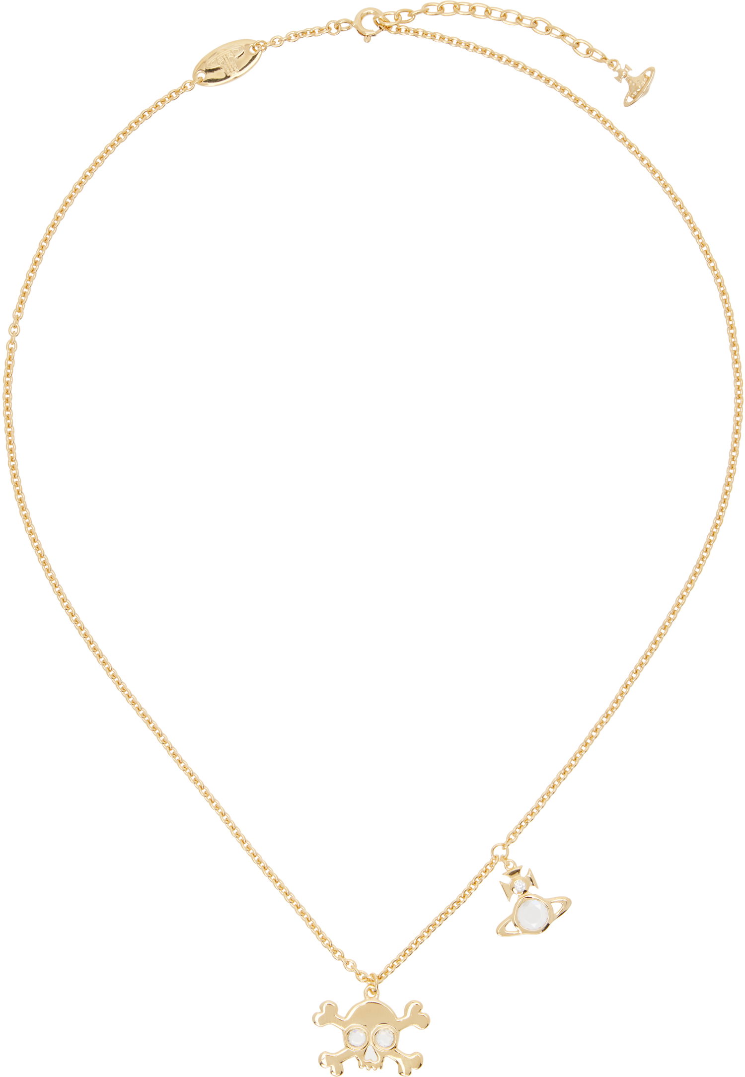 Колие Vivienne Westwood Vivienne Westwood Gold-Tone Franky Skull & Orb Pendant Necklace Металик | 630203FY-01R102-, 0