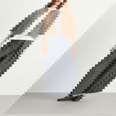 Пуловер YMC Kwai Checkered Knit Button-Front Cardigan Бежово | Q8ZME-TPE, 4