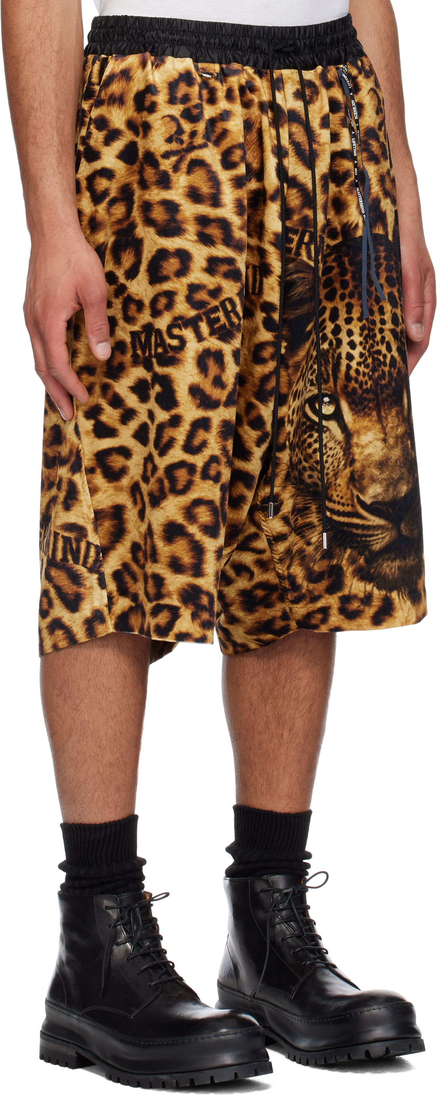 Къси панталони Mastermind WORLD MASTERMIND WORLD Oversized Fit Leopard Shorts Жълто | MW25S14-PA018-600, 1