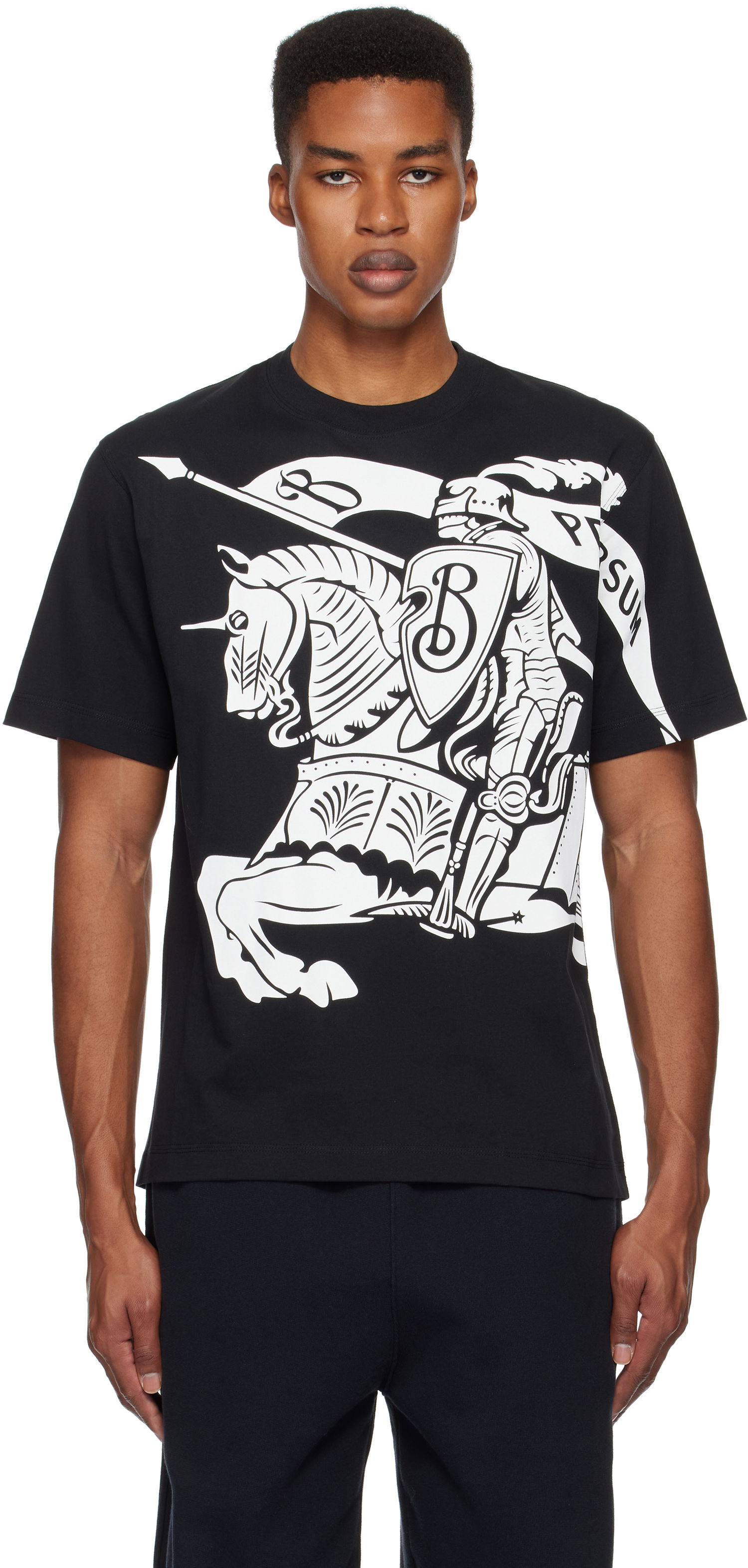 Тениска Burberry Knight Graphic Cotton T-shirt Черно | 8095058, 0