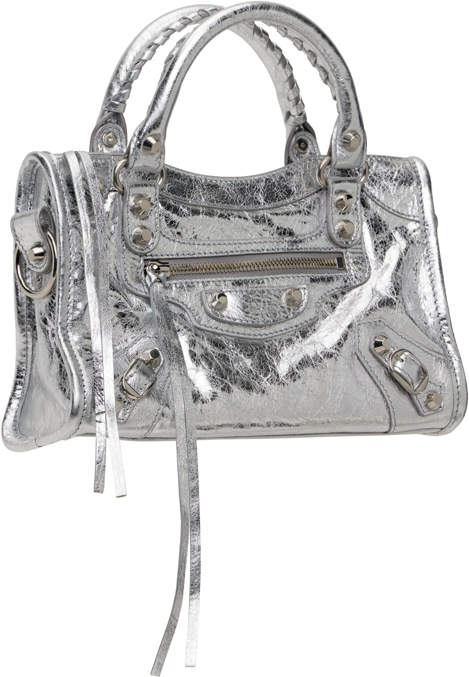 Дамска чанта Balenciaga 'Le City' Silver Mini Leather Bag Металик | 806395 2AA9R, 1