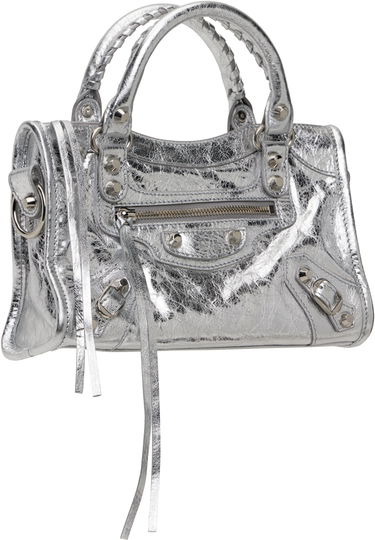Дамска чанта Balenciaga 'Le City' Silver Mini Leather Bag Металик | 806395 2AA9R, 1