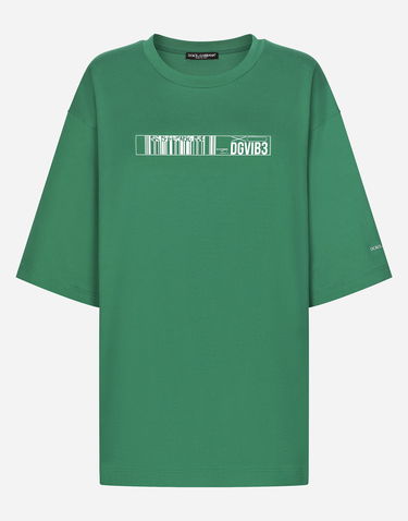 Тениска Dolce & Gabbana Cotton Jersey T-shirt With Dgvib3 Print Зелено | F8U94TG7K3DV0403, 2