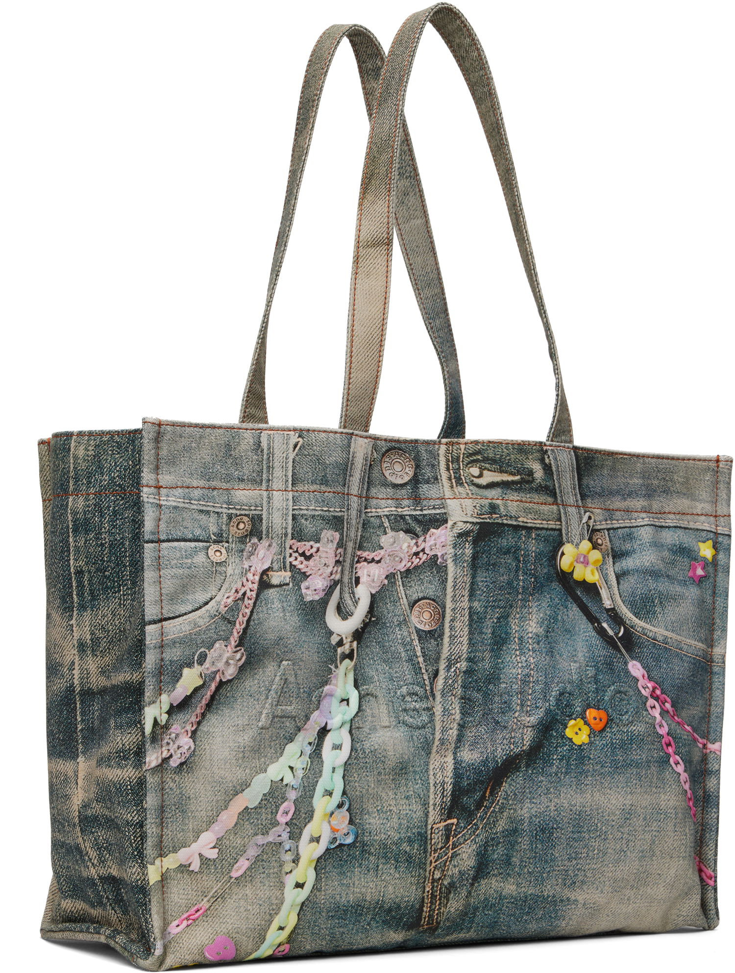 Голяма пазарска чанта Acne Studios Acne Studios Logo Shoulder Tote Синьо | C10238-, 1