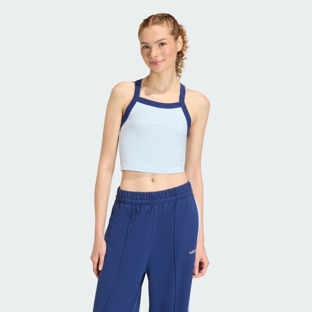 Съкратен топ adidas Performance Cropped Tank Top Seasonal Essentials Colorpop Embroidered Graphic Синьо | KC3937, 0