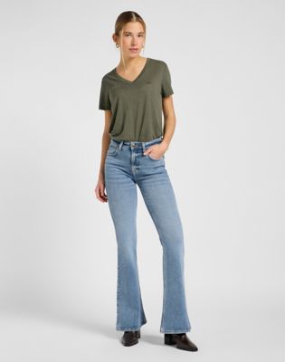 Тениска Lee Lee Regular V-Neck T-Shirt Зелено | 112370954, 1