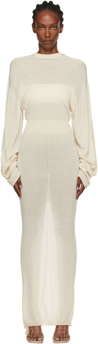 Pокля Rick Owens Concordians Knit Hooded Maxi Dress Бежово | RP02E4649 M, 0