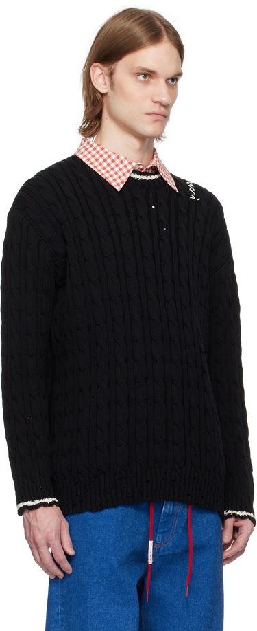 Пуловер Marni Marni Dishevelled Cable Knit Sweater Черно | POMG0071EQ UFC656, 1