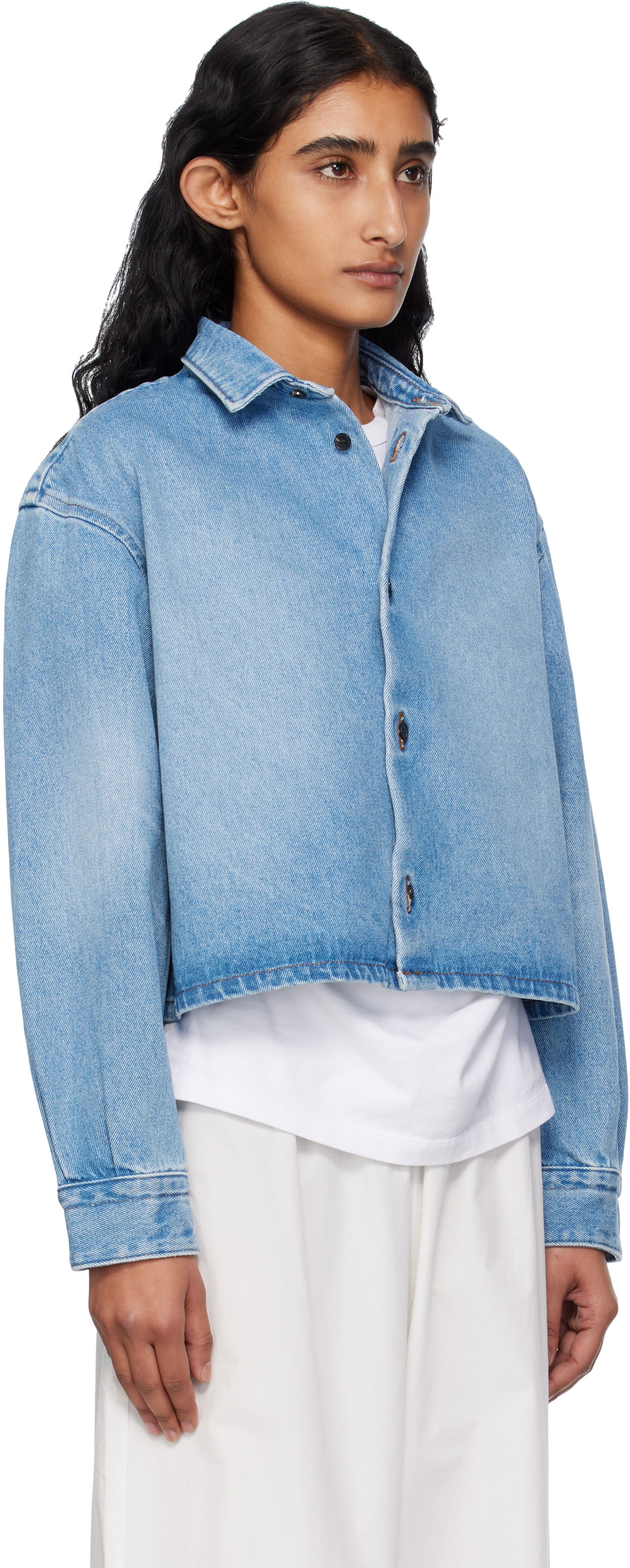 Риза A.P.C. A.P.C. Sam Cropped Denim Shirt Синьо | COHIC-F32022, 1