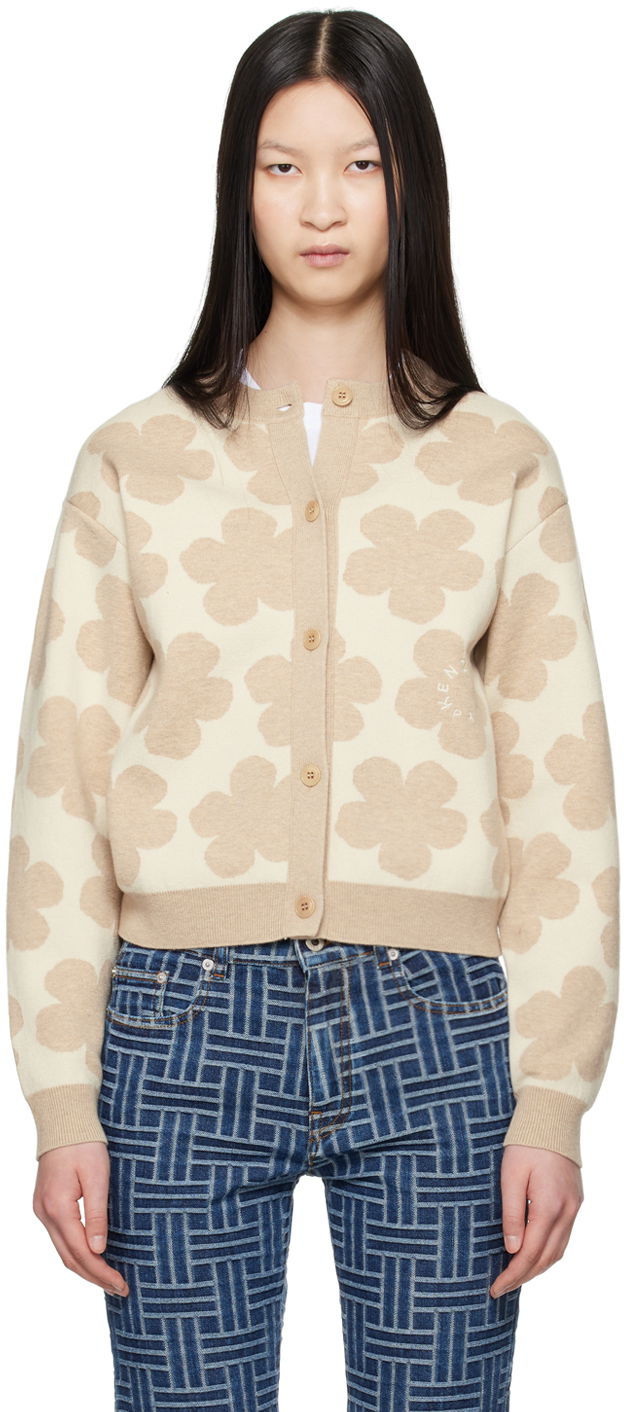 Пуловер KENZO Beige Paris Hana Dots Cardigan Бежово | FE62CA4733CN