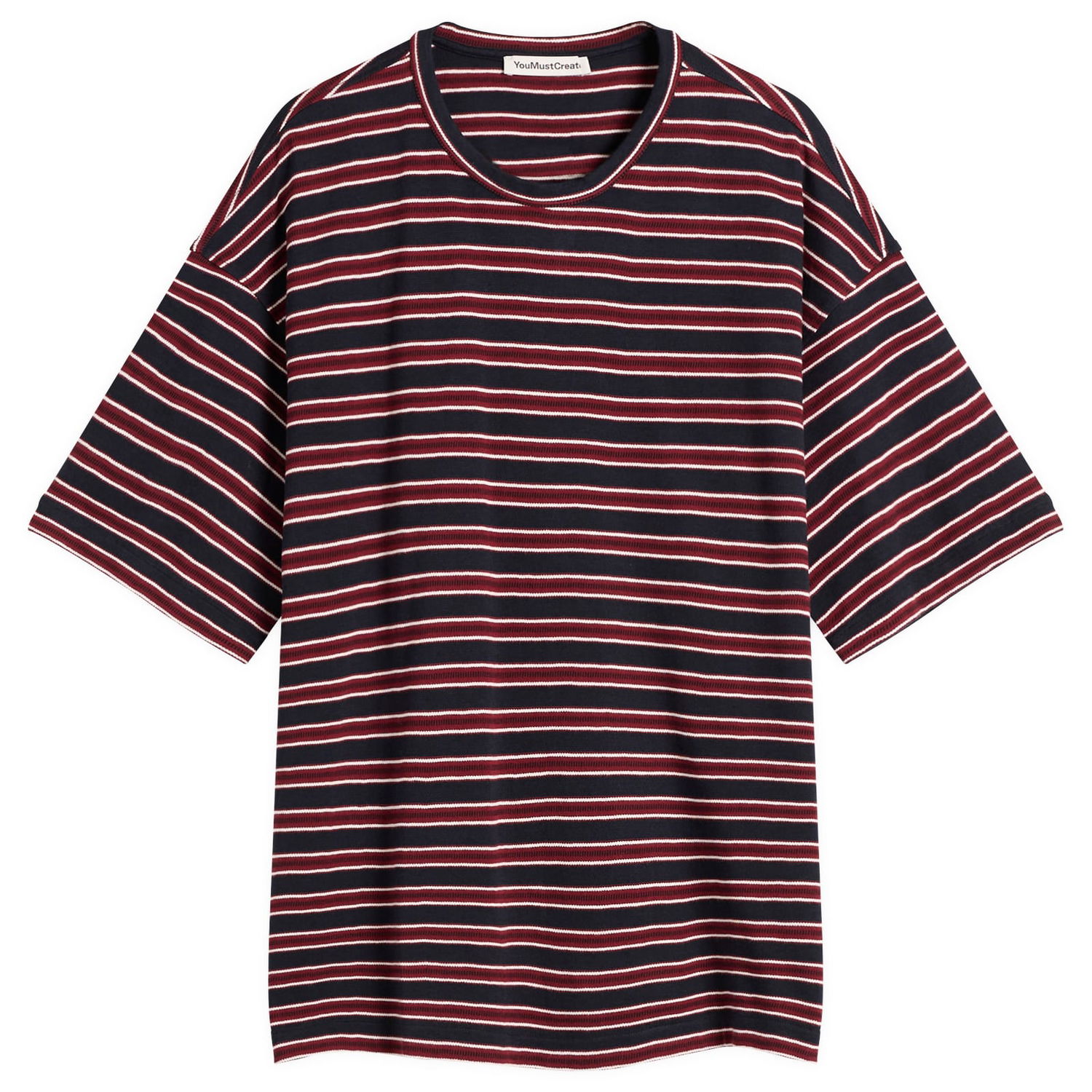 Тениска YMC YMC Triple Stripe T-Shirt, Size Small Бургунди | P6ZAH-90, 0