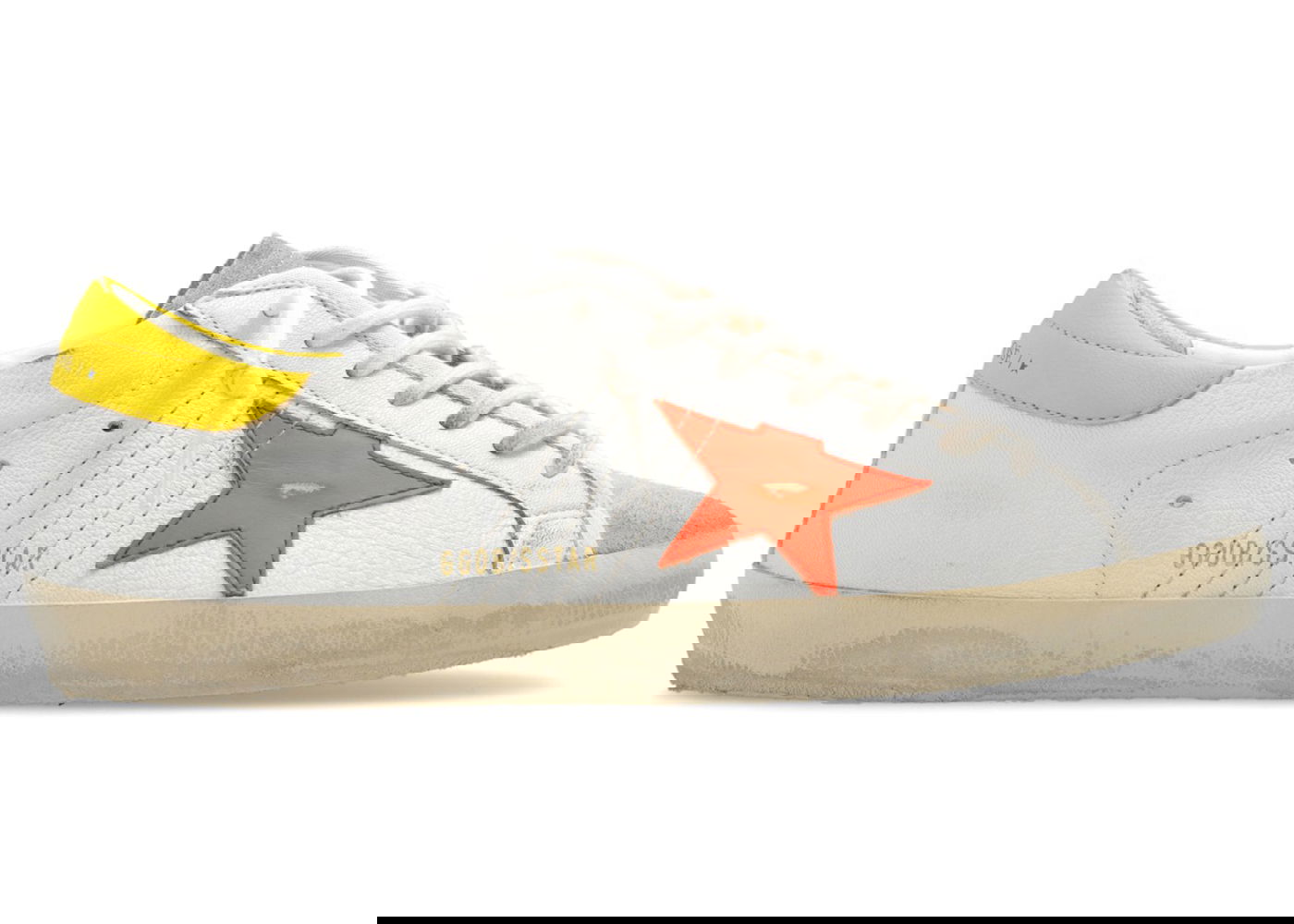 Кецове и обувки Golden Goose Super-Star White Orange Yellow Бяло | GMF00101.F004804.82394, 0