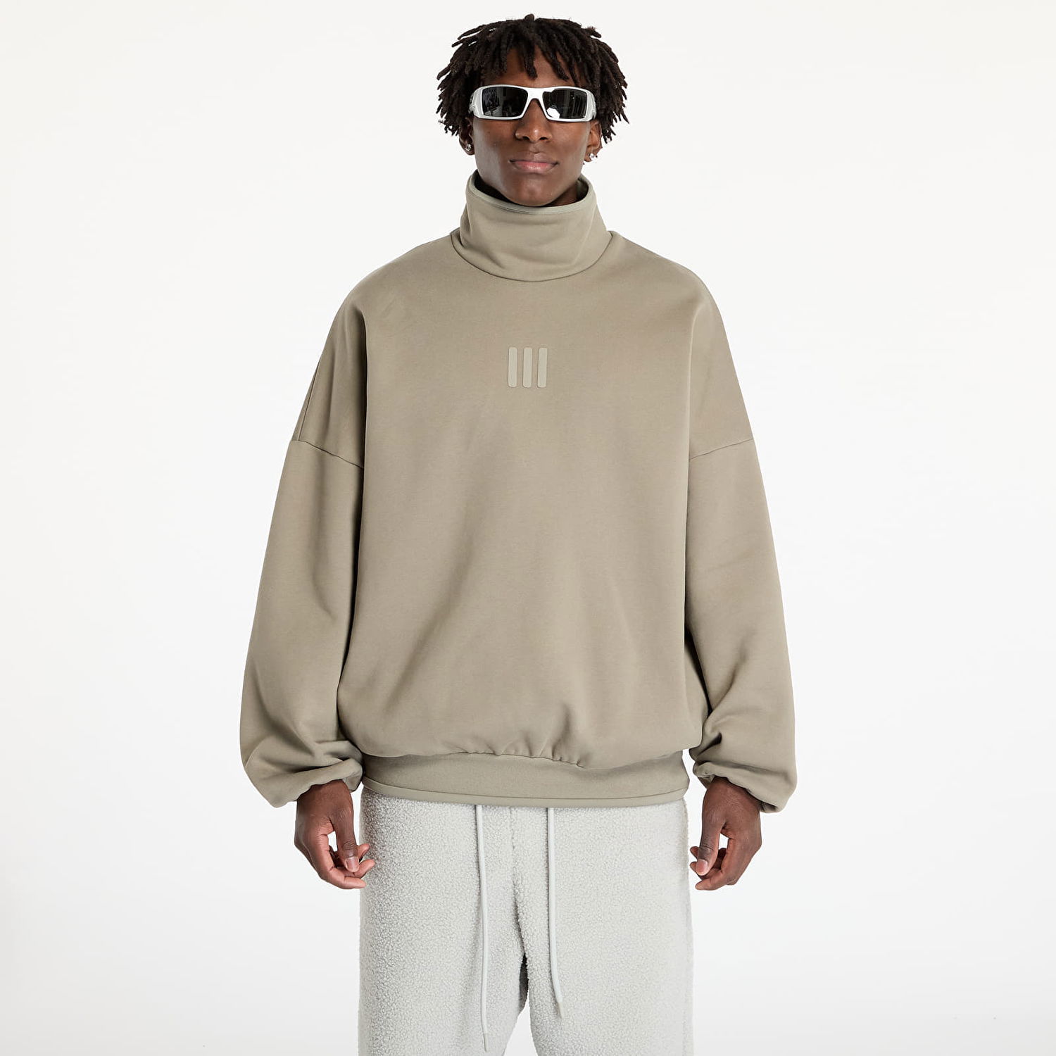 Суитчър adidas Originals Sweatshirt adidas x Fear Of God Athletics Fleece Mock Sweatshirt Clay S Бежово | IS8743, 0