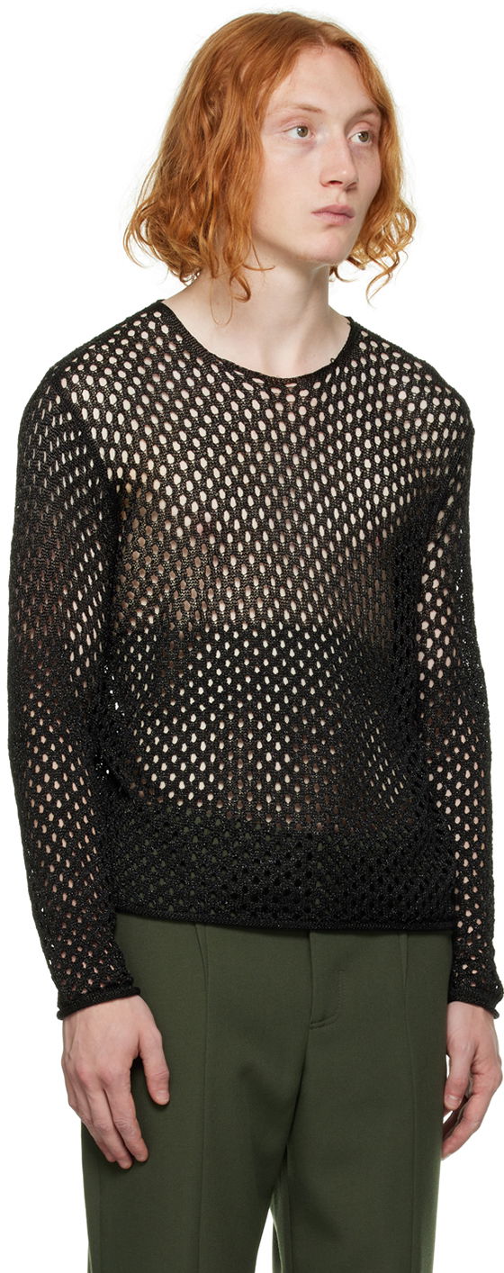 Пуловер Dion Lee Metallic Long Sleeve Sweater Черно | C7107F22, 1