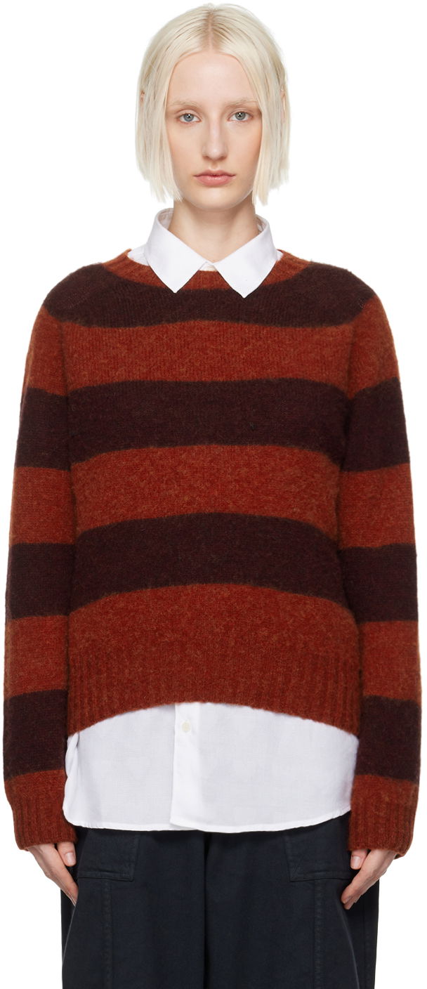 Пуловер YMC YMC Jets Striped Wool Blend Sweater Червено | Q8XAB