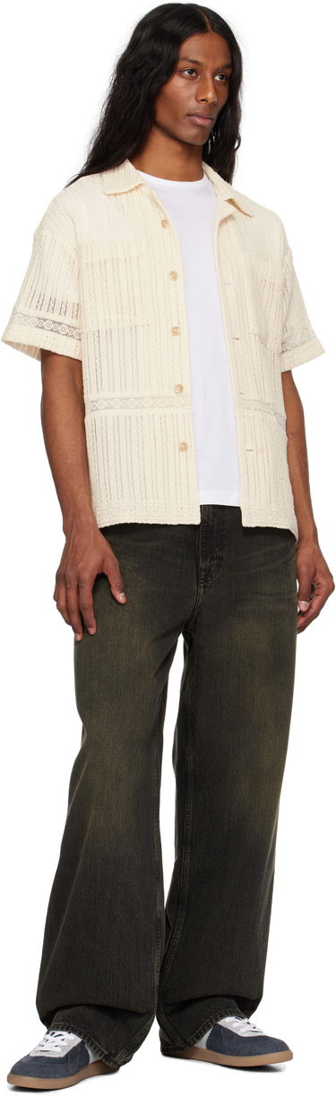 Риза Andersson Bell Andersson Bell Jacquard Stripe Short Sleeve Shirt Бежово | atb1279m, 3