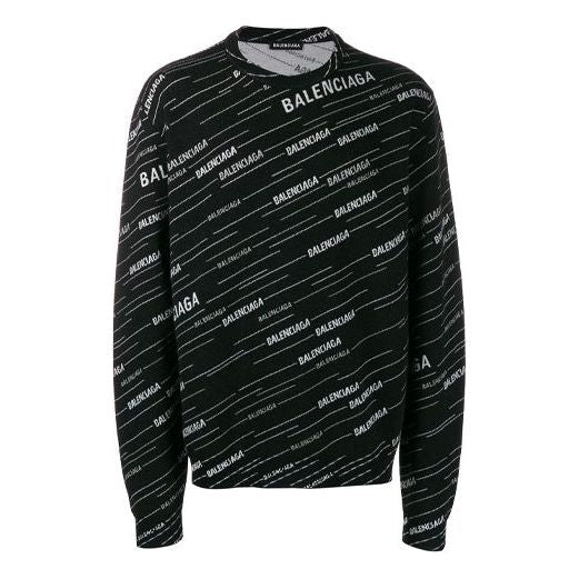Пуловер Balenciaga Jacquard Logo Crewneck Sweater Черно | 555381T15241070