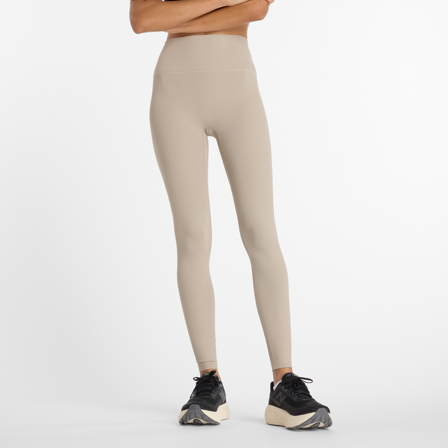 Клинове New Balance Ribbed High-Rise Leggings Бежово | NBWP53152ADS, 0