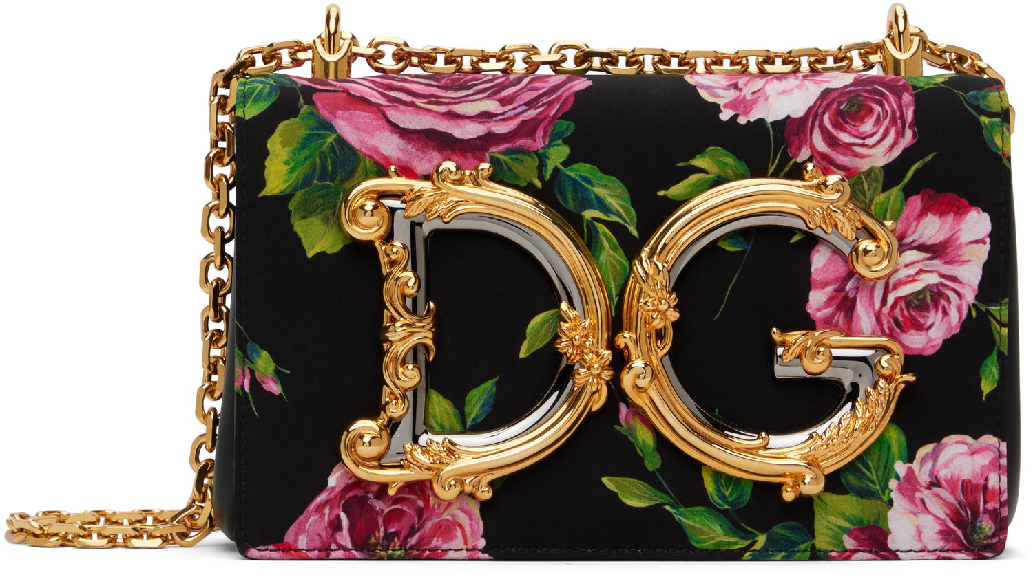 Дамска чанта Dolce & Gabbana Dolce&Gabbana 'DG' Floral Print Shoulder Bag Черно | BB6498 AS110, 0