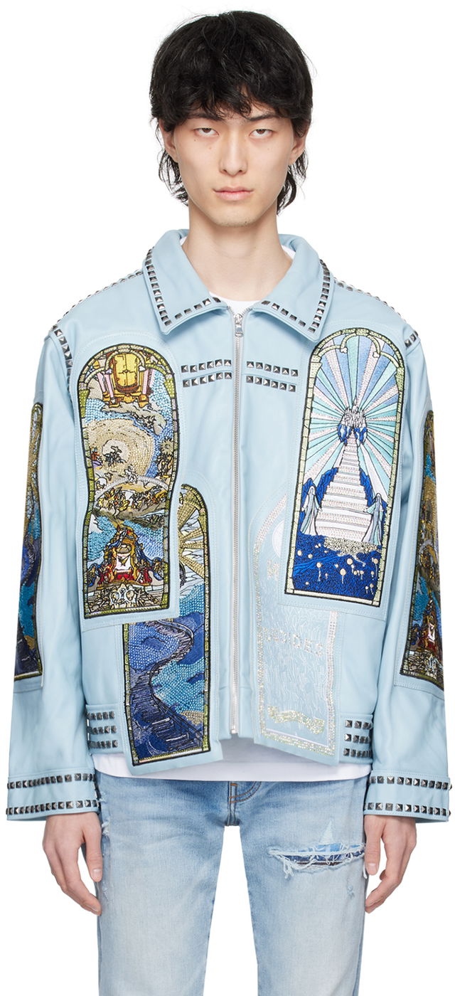 Eternity Stained-Glass Embroidered Studded Leather Jacket
