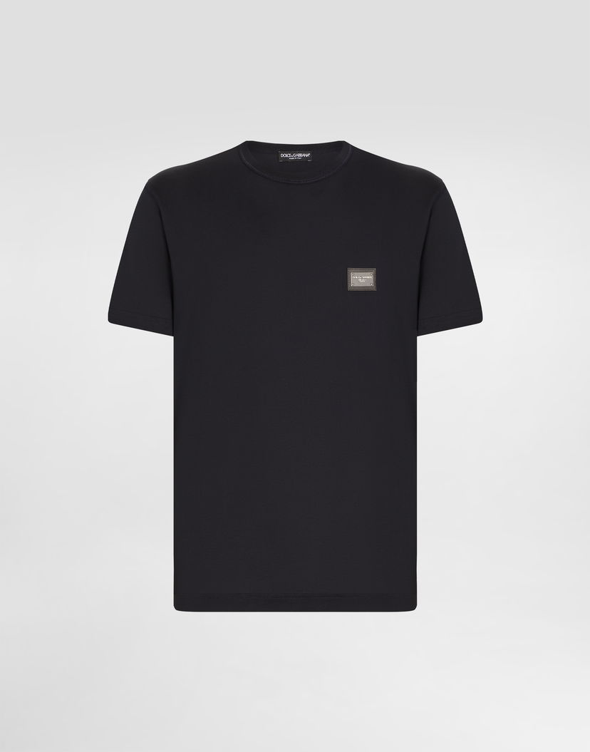 Тениска Dolce & Gabbana Cotton T-shirt With Branded Tag Черно | G8PT1TG7F2IB0665