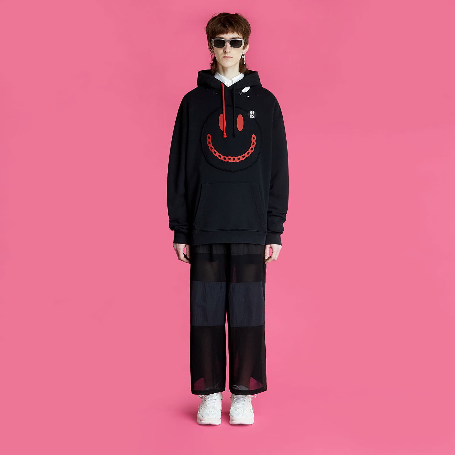 Суитчър RAF SIMONS Regular Fit Hoodie With Print Destroy Washed Черно | 224-164-19003-0099, 1