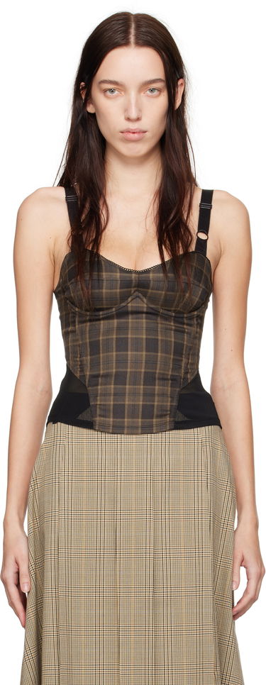Потник Miaou Miaou Marguerite Plaid Corset Top Кафяво | 7149PLBPLB, 0