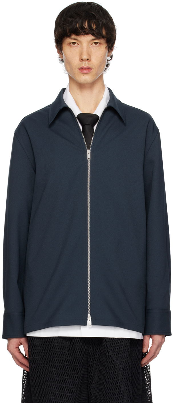 Риза Jil Sander Zip Shirt Тъмно синьо | J22DL0178_J70001, 0