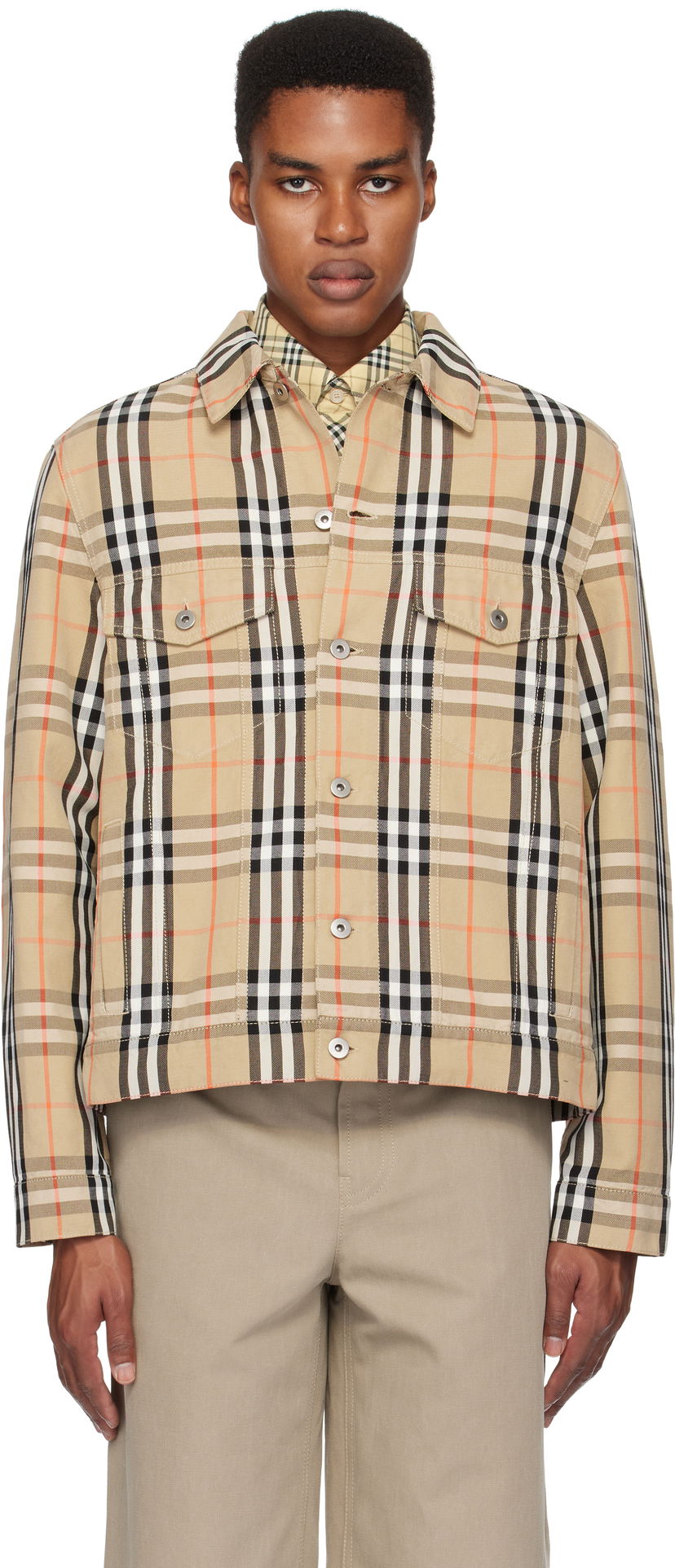 Яке Burberry Check Cotton Jacket Бежово | 8097582