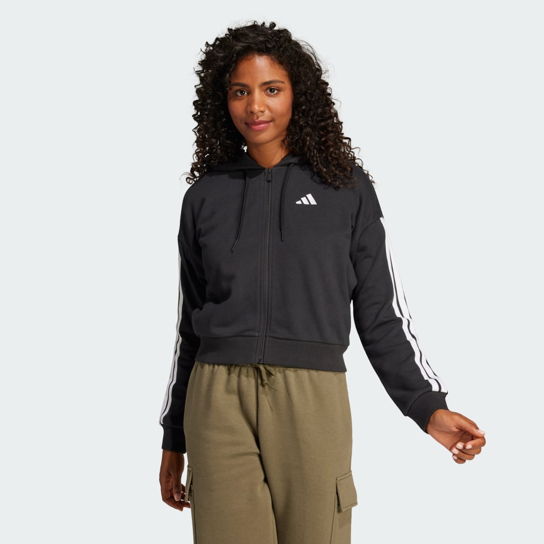 Суитчър adidas Performance Cropped Full-Zip Hoodie Черно | JE0052, 0