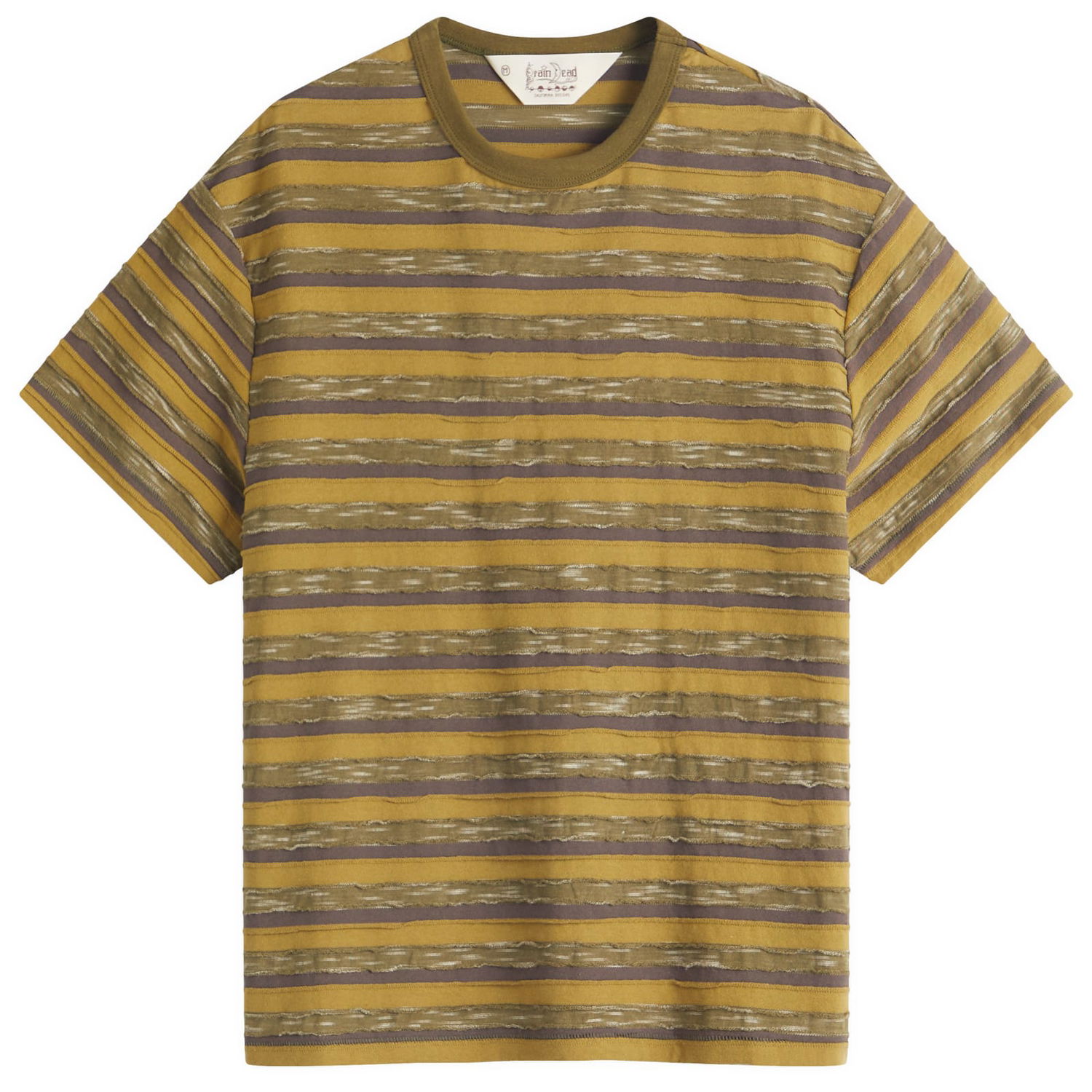 Тениска Brain Dead Brain Dead Casey Striped T-Shirt, Size Large Жълто | BDS25T000043-MOS, 1